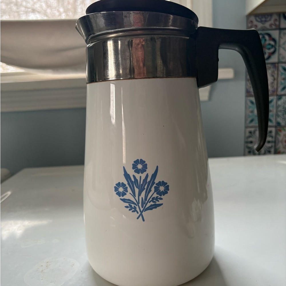 Vintage  Corningware blue cornflower percolator
